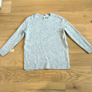 H&M Women’s Gray Crewneck Sweater Cozy Longline Long Sleeve Warm Knit Top Small